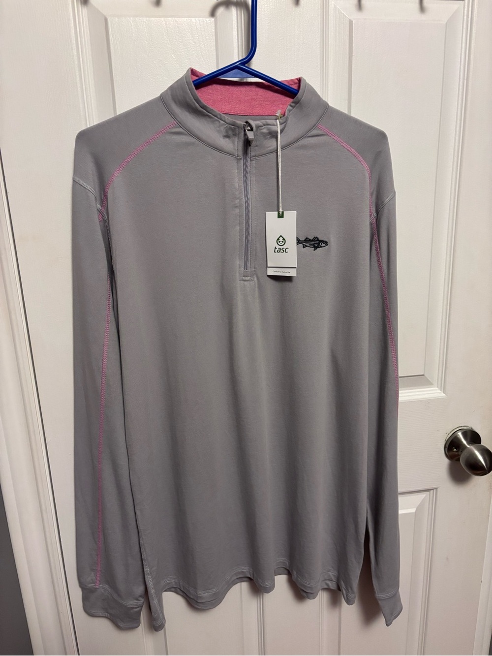 tasc Performance NWT On The Water Striper Fish 1/4 Zip Pullover M Bamboo Cotton